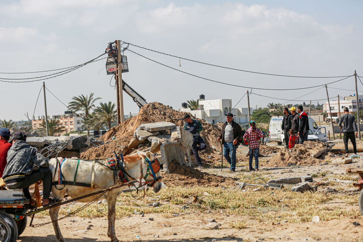 Citizens inspecting the places bombed last night in the Gaza Strip-1683179232