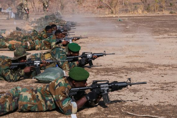 Ghanaian soldiers train during a counterterrorism programme in Daboya