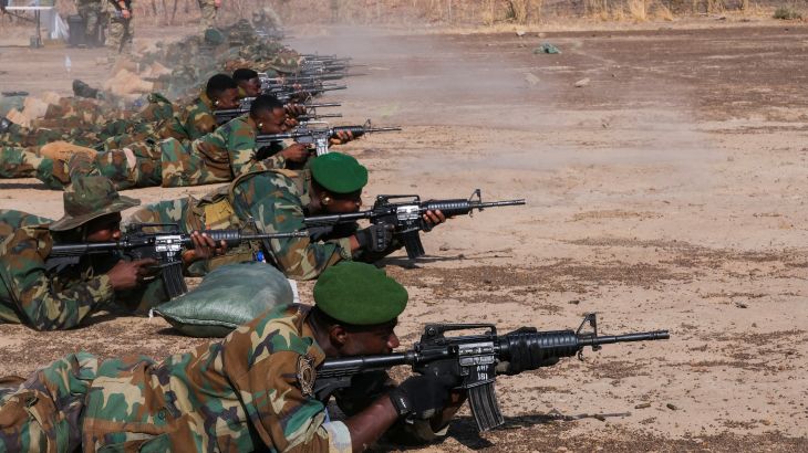 Ghanaian soldiers train during a counterterrorism programme in Daboya