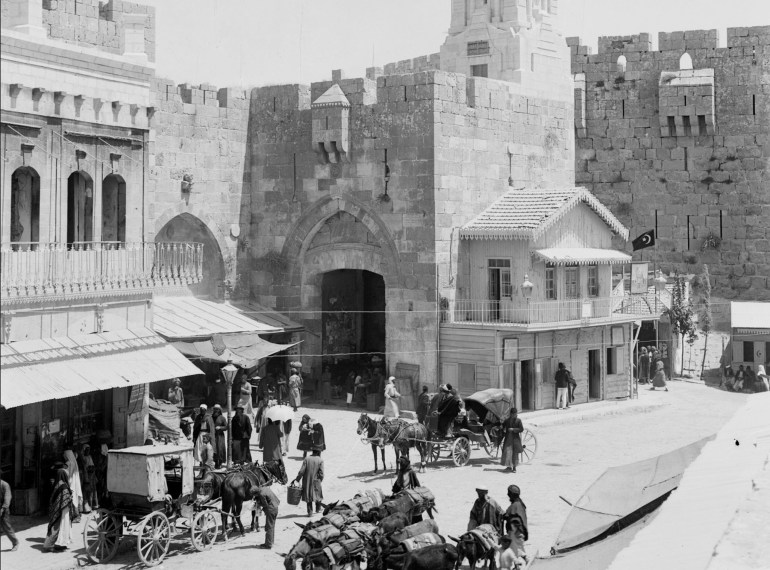 A street scene outside Jaffa Gate in Jerusalem