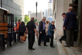 Members of Pittsburgh's Jewish community enter a courthouse