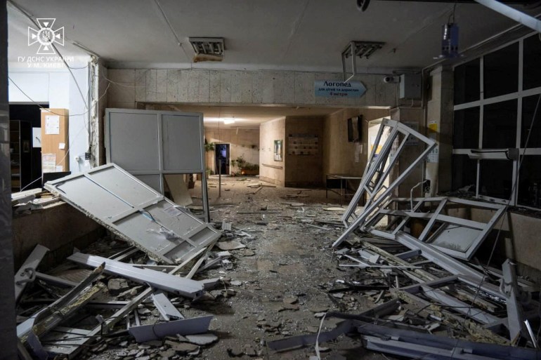 Inside of a damaged building 