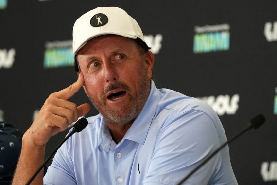 Phil Mickelson speaks during a press conference