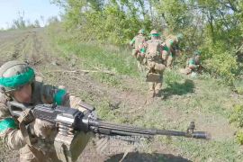 Ukrainian servicemen of the 3rd Assault Brigade on the front line the Bakhmut area, Donetsk region, Ukraine, in this video screengrab released on June 6, 2023 [3rd Assault Brigade/Ukrainian Armed Forces Press Service via Reuters]