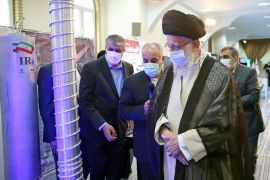 Iran&#039;s Supreme Leader Ayatollah Ali Khamenei examines Iranian centrifuges in Tehran, Iran [File: Handout/Office of the Iranian Supreme Leader/WANA via Reuters]