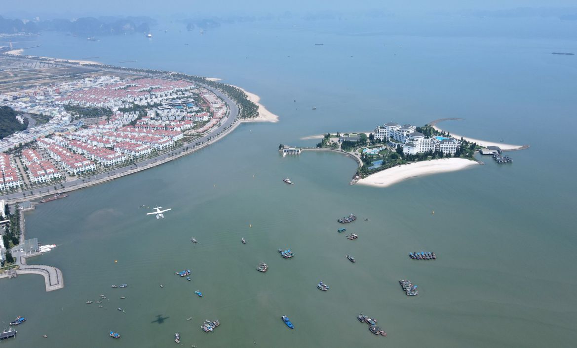 shows a built-up area of Ha Long Bay i