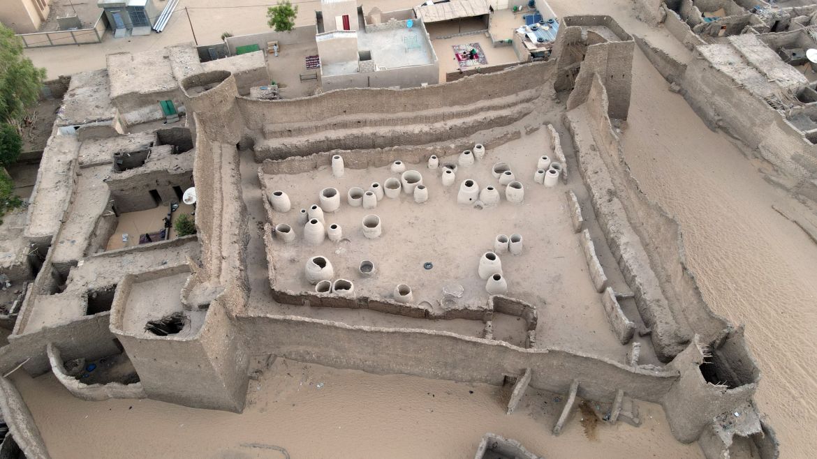 A drone view of the old fortress of Fachi