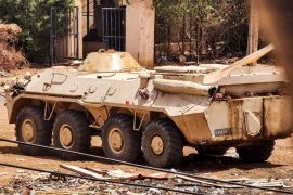 A Sudanese Armed Forces&#39; armoured personnel carrier in southern Khartoum. [AFP]