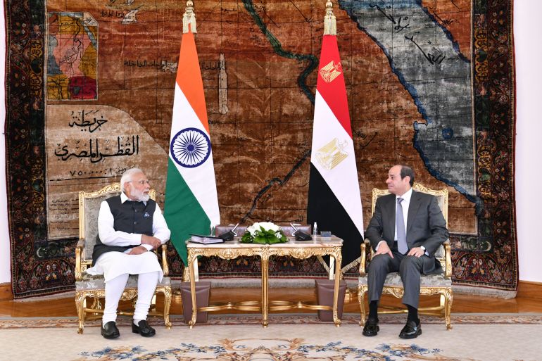 Egyptian President Abdel Fattah el-Sisi with Indian Prime Minister Narendra Modi