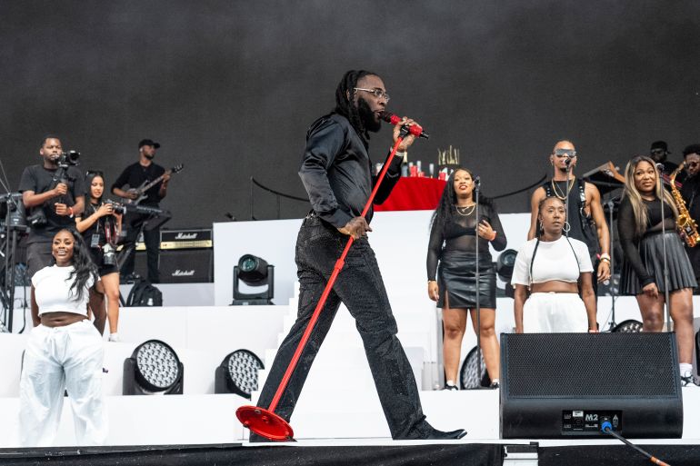 Grammy-award-winning Nigerian musician Burna Boy performs at the Coachella Music and Arts Festival at Empire Polo Club on Friday, April 21, 2023, in Indio, California, USA