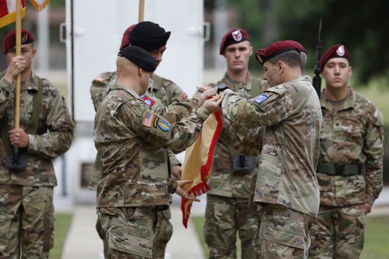 US soldiers participate in renaming ceremony at Fort Bragg military base