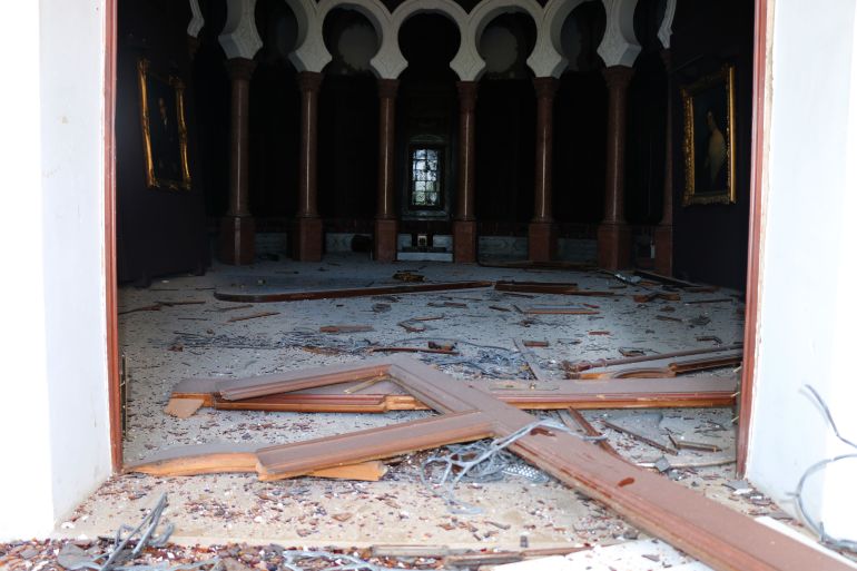 A damaged hall in the museum