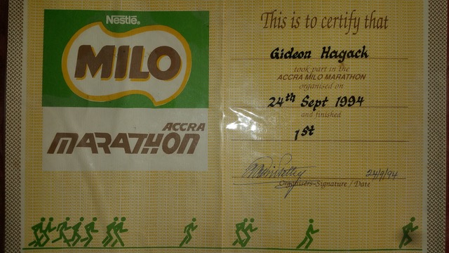 Certificate of success in Accra in 1994