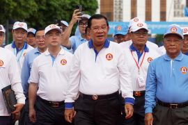 Cambodia’s Prime Minister Hun Sen and president of the ruling Cambodian People’s Party (CPP) attends an election campaign for the upcoming national election in Phnom Penh, Cambodia, July 1, 2023. REUTERS/Cindy Liu