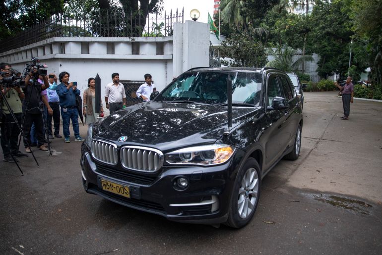 US ambassador to Bangladesh leaves in a vehicle after meeting with foreign ministry officials in Dhaka