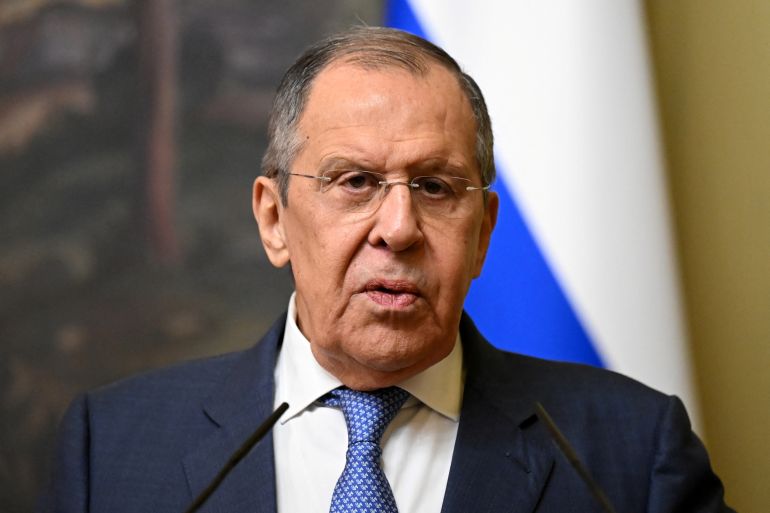 Russian Foreign Minister Sergei Lavrov attends a joint press conference with his Belarusian counterpart Sergei Aleinik following their talks in Moscow, Russia May 17, 2023. Natalia Kolesnikova/Pool via REUTERS