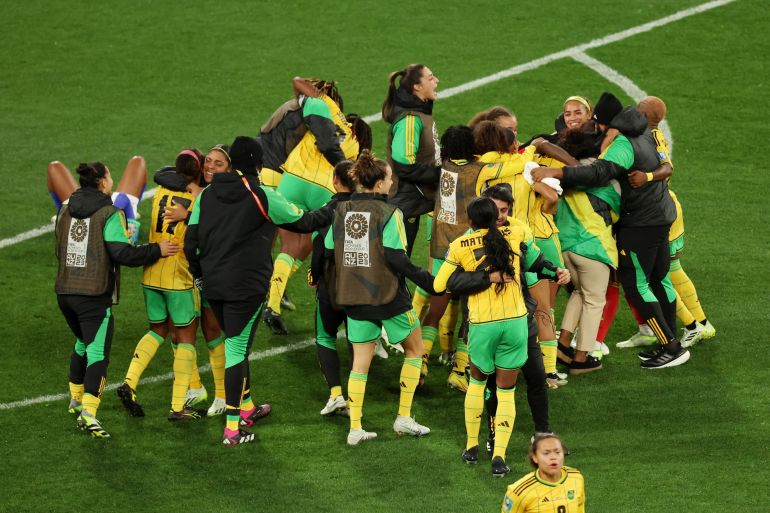 Jamaican players celebrate