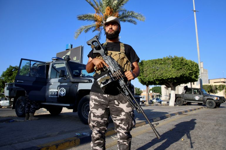 A member of the Security personnel affiliated with Libya's ministry of interior in Tripoli