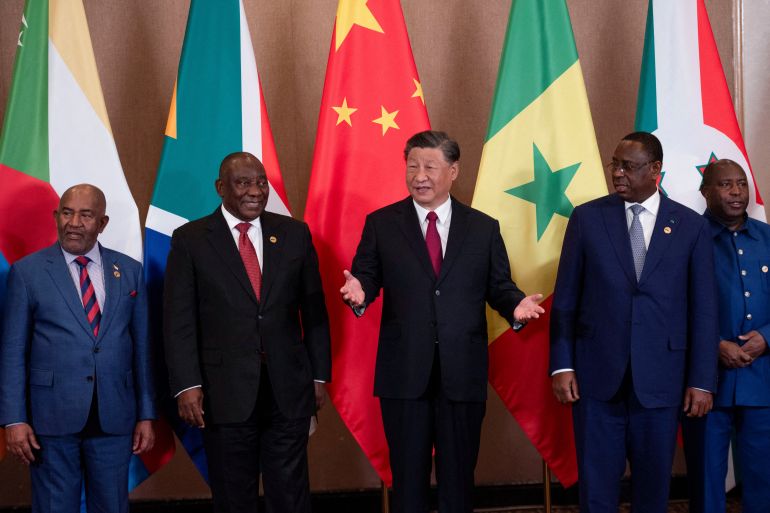 President of China Xi Jinping and South African President Cyril Ramaphosa attend the China-Africa Leaders' Roundtable Dialogue on the last day of the BRICS Summit