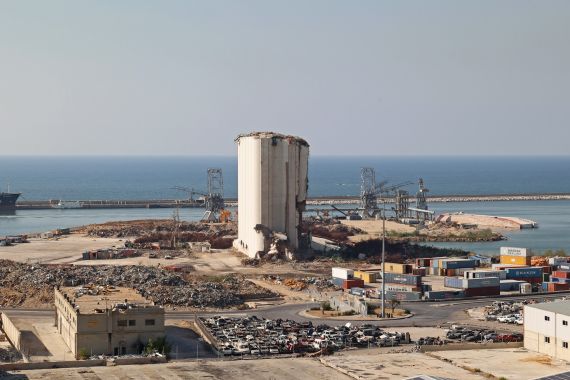 A view of the Beirut port, the site of a huge blast