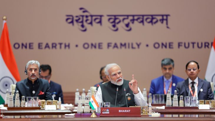 Indian Prime Minister Narendra Modi addressing the G20 Summit