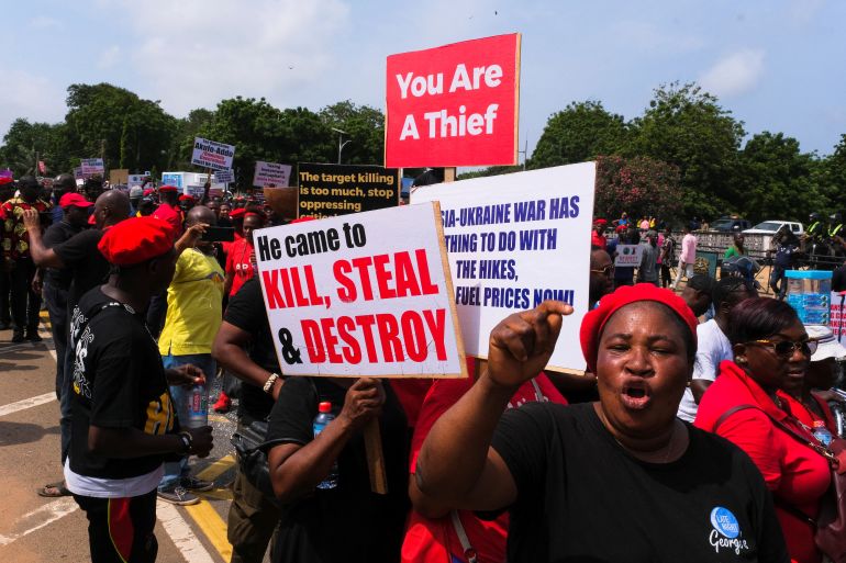 Ghanaians march in the streets over recent economic hardships