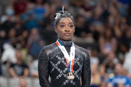 US seven-time Olympic medallist Simone Biles said the video &#39;broke my heart&#39; [File: Kyle Terada/USA TODAY via Reuters]