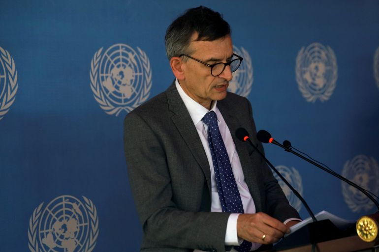 U.N. Special Representative in Sudan Volker Perthes speaks during a news conference in Khartoum, Sudan