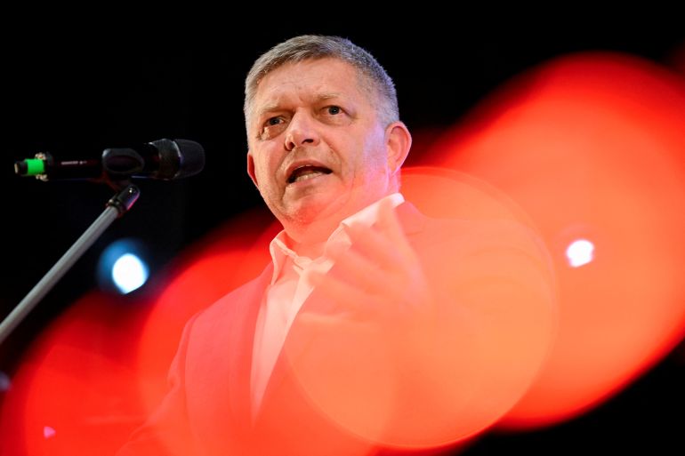 Slovakia's former Prime Minister and leader of SMER-SSD party Robert Fico attends the party's election campaign rally, ahead of Slovakia's early parliamentary election in Banovce nad Bebravou, Slovakia,