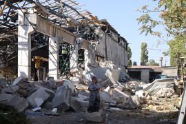 An industrial building damaged after a Russian attack in the Odesa region, in southern Ukraine [Oleksandr Gimanov/AFP]