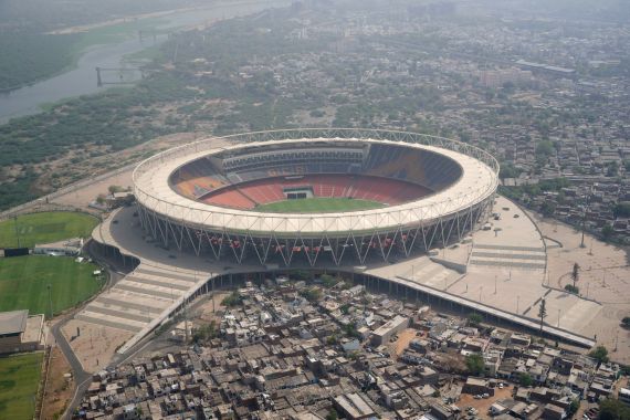 An aerial view Narendra Modi stadium