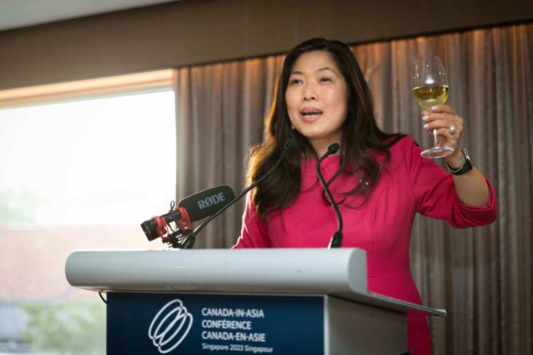 The Hon. Mary Ng, Canada's Minister of International Trade, Export Promotion, Small Business and Economic Development, giving a toast during the opening Reception of THE CANADA-IN-ASIA CONFERENCE 2023 on Tuesday, Feb. 21, 2023, in Singapore.