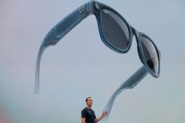 Meta CEO Mark Zuckerberg introduced the next version of Meta’s Ray-Ban Stories smart glasses, which allows users to record video or take photos, livestream, listen to music and interact with the Meta AI assistant [Godofredo A Vasquez/AP Photo]