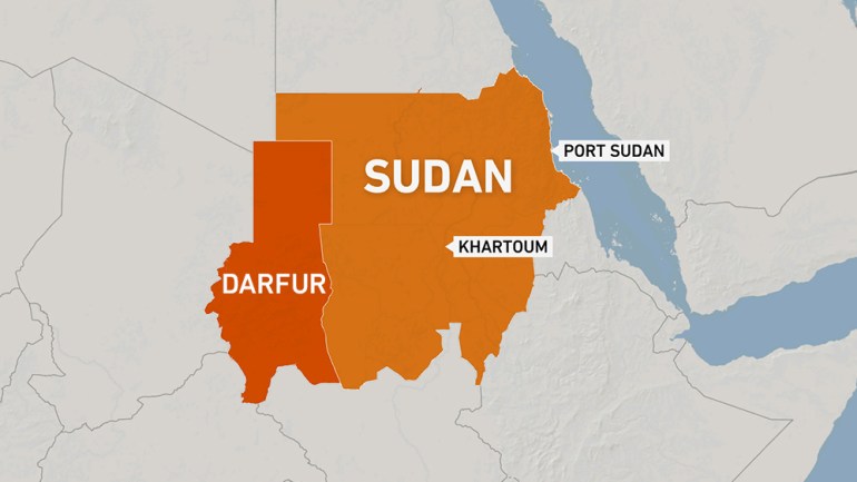 Port Sudan, Khartoum, Darfur map