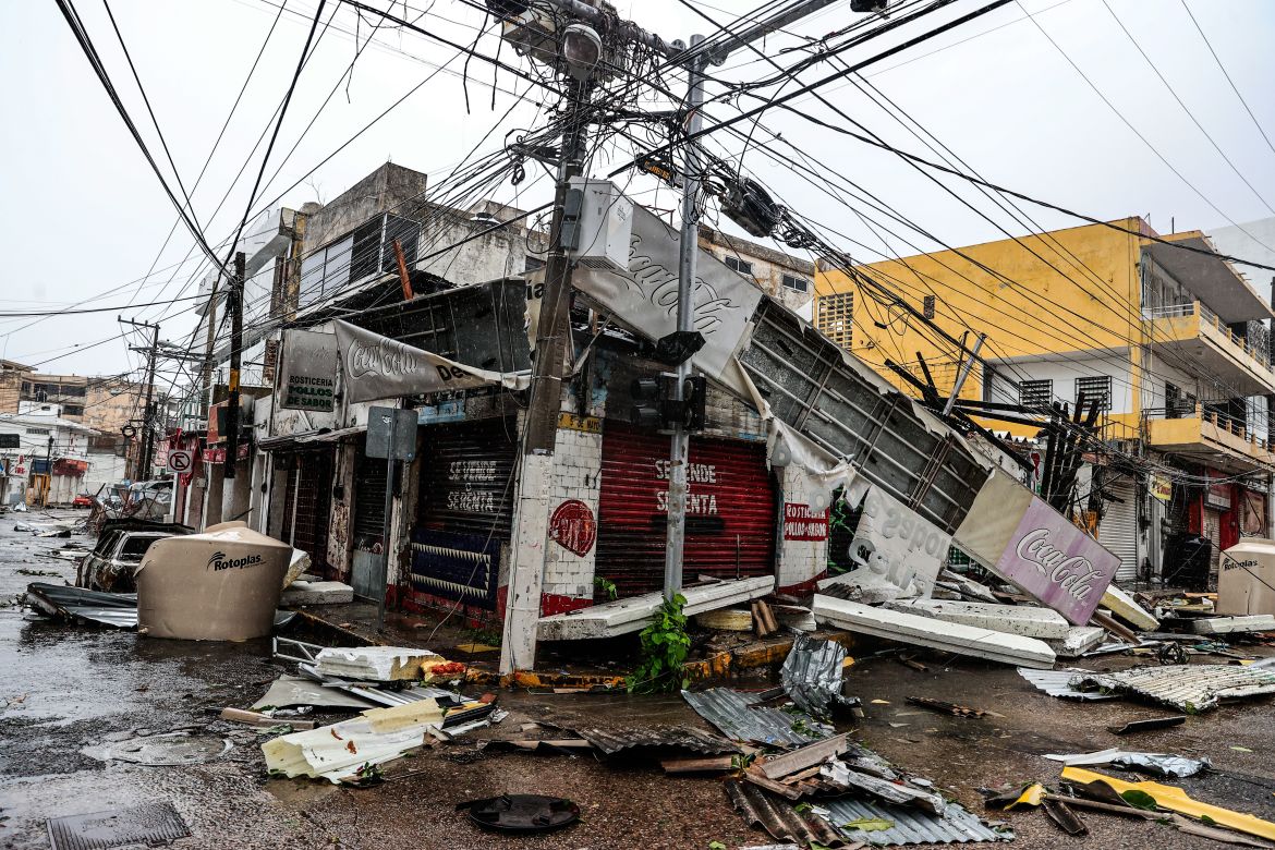 street affected by Hurricane Otis in the beach resort of Acapulco