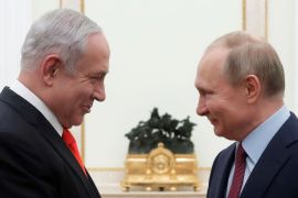 Russian President Vladimir Putin meets Israeli Prime Minister Benjamin Netanyahu in Moscow in January 2020