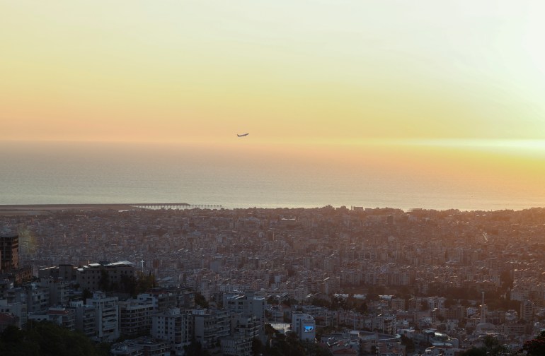 An airplane takes off from Beirut airport as pictured from Baabda, Lebanon July 11, 2023. REUTERS/Emilie Madi