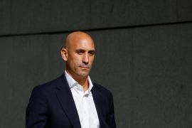 Former president of the Royal Spanish Football Federation Luis Rubiales arrives at the high court