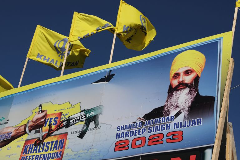 A mural features the image of late Sikh separatist Hardeep Singh Nijjar in Surrey
