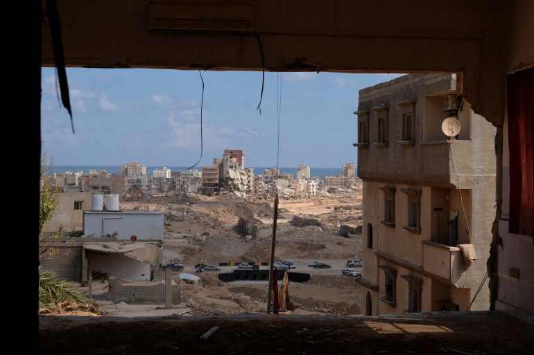 A view shows the destruction, in the aftermath of the floods in Derna, Libya