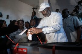 Liberian President Weah votes in polls