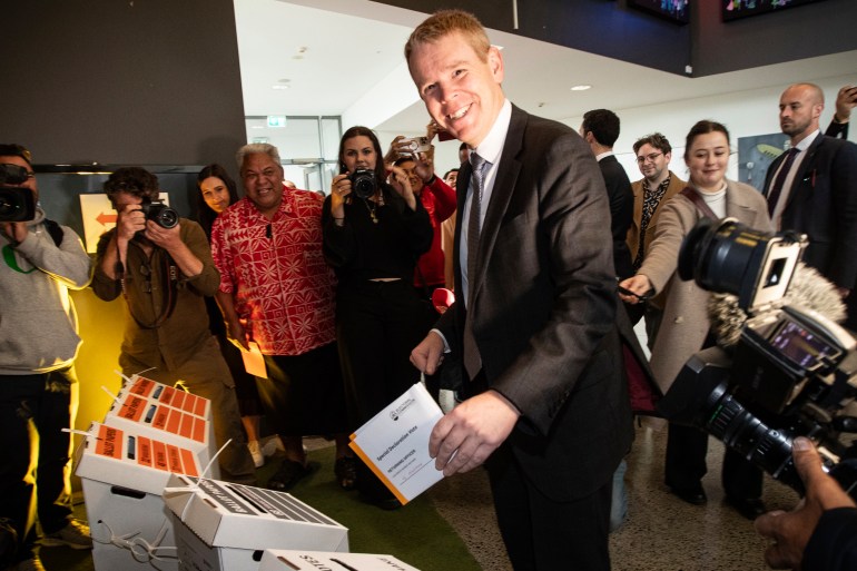 Hipkins, a former minister of health and education casting his ballot