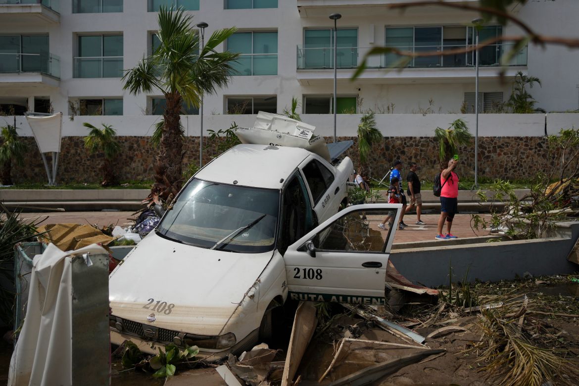 street affected by Hurricane Otis in the beach resort of Acapulco