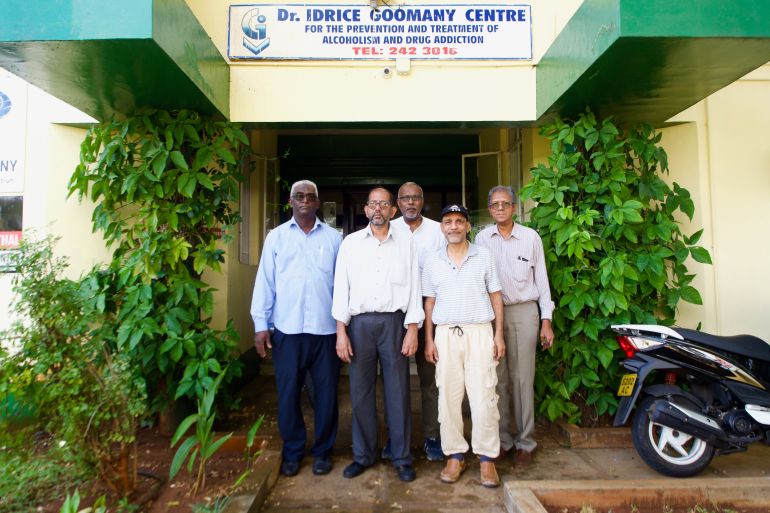 Employees at the Idrice Goomany Treatment Centre, where Gaëtan has just completed a treatment programme
