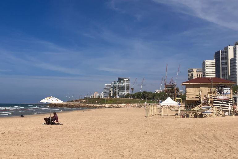 Empty beach in Tel Aviv, Saturday October 7, 2023-1696698422