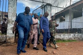 Sierra Leone&#039;s Vice President Mohamed Juldeh Jalloh visits the central Pademba Road prison after unidentified gunmen attacked a military barracks and the prison, in Freetown, Sierra Leone, on November 27, 2023 [Umaru Fofana/Reuters]
