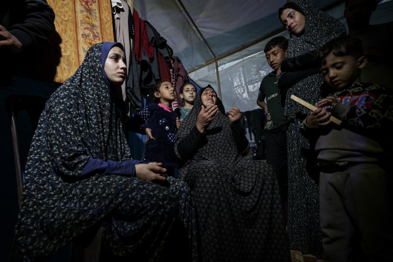There are 36 members of al-Samouni family staying in a tent for displaced people in the central town of Deir al-Balah