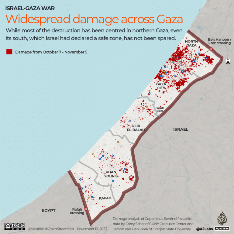 INTERACTIVE - Damage across Gaza November 5 map-1699875091
