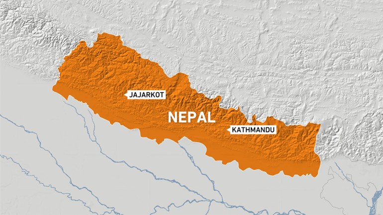 Map showing Nepal and the Jajarkot district.