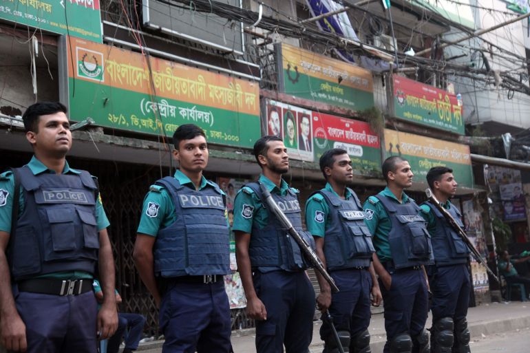 Police cordons of the office of the main opposition BNP in Dhaka, Bangladesh